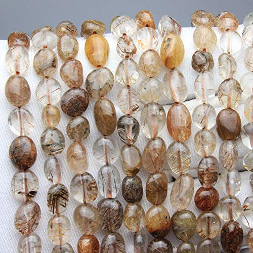 MJDCB Natural Irregular Shape Stone Beads 6-8mm Copper Color Quartzrutilated Gemstone Energy Cured for Jewelry Making Necklaces - color: Copper Color Quartzrutilated