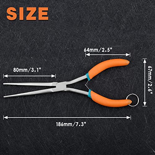 Extra Long Needle Nose Pliers For Jewelry Making 7 Inches Straight Needle Nose Plier With Serrated Jaw Fishing Hook Remover Tool With Lanyard Long Nose Pliers For Hard-To-Reach Narrow Spaces - style: Extra Long Nose