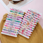 Friendship Bracelets Boho Stackable Bracelets for Women Surfer Heishi Clay Bead Bracelets Stretch Preppy Bracelets Colorful Boho Bracelets for Women - color: 12pcs Clay Butterfly