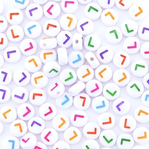 300Pcs Colorful Letter Beads L 4X7mm Individual Round Alphabet Beads for Friendship Bracelets Making - color: Round - L