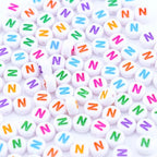 300Pcs Round Letter Beads N 4X7mm Individual Round Alphabet Beads for Charms Bracelets Making - color: Round - N
