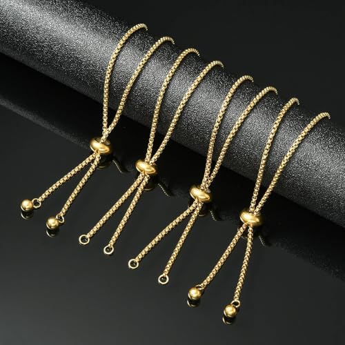 DanLingJewelry 10pcs 304 Stainless Steel Adjustable Slider Bracelet Slider Extender Chains Friendship Bracelets for Jewelry Making DIY 8 Inches(215mm) G - color: StyleⅪ-10 pcs-Golden