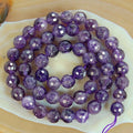 Round Faceted Amethyst Gemstone Beads (8mm) - size: 8mm