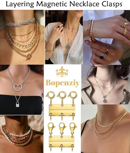 Layering Magnetic Necklace Clasps, Stainless Steel Chain Link Clasps, Multiple Necklace Clasp for Layered Look (4pcs A) - color: 4pcs A