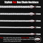 Fiusem Flat Box Chains for Men, 2.5/3/4/4.5/5mm Silver Tone Box Chain Necklace, Stainless Steel Necklaces for Men and Women 16-28 Inches, Jewelry Gift - size: 18 Inches, style: Silver 2.5MM