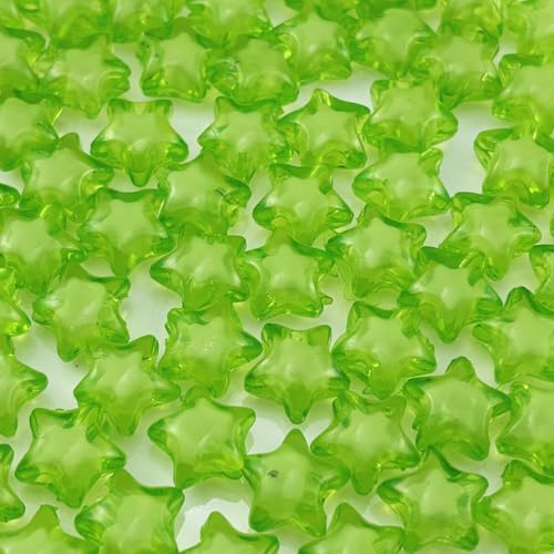 200pcs 11mm Acrylic Star Beads Spacer Beads for DIY Jewelry Making Bracelet Necklace Key Chains Handmade Craft(Light Green) - color: Light Green, size: 11mm