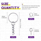 Swpeet 450Pcs 4/5" 20mm Sliver Key Chain Rings Kit, Including 150Pcs Keychain Rings with Chain and 150Pcs Jump Ring with 150Pcs Screw Eye Pins Bulk for Jewelry Findings Making (20mm, Sliver) - color: Sliver, size: 20mm