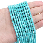 BEADIA Natural Blue Turquoise Spacer Beads Caps Rondelle Disk Loose Beads for Beading Jewelry Making 4mmx2mm 38cm - color: Blue Turquoise, size: Rondelle Disk 4mm x 2mm