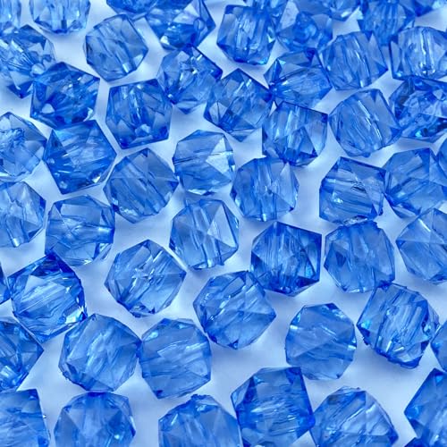 Jmassyang 300 Pieces 8mm Acrylic Faceted Cube Beads Colorful Square with Hole Plastic Loose Spacer Bead for DIY Wind Chimes Suncatcher Necklaces Bracelets Earrings Jewelry Making(Light Blue) - color: Light Blue, size: 8MM