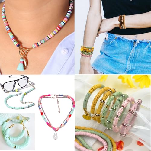 3600 PCS 10 Strands Polymer Clay Beads for Jewelry Making, Vinyl Heishi Beads 6mm for Surfer Bracelets Necklace Making (Pale Pink) - color: Pale Pink