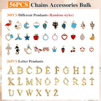 18k Gold Plated Stainless Steel Jewelry Chains Kit 39.3FT 6 Rolls Bulk (6.5FT/2M) with Letter Pendants, Colorful Charms, Pliers, Jump Rings, Lobster Clasps for DIY Necklace Bracelet Making - color: 18k Gold Plated-39.3Ft 6 Rolls