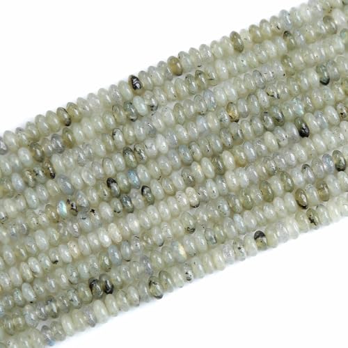 150PCS 2x4mm Natural Gray Labradorite Rondelle Beads Abacus Disk Stone Beads Round Loose Spacer Gemstone Beads for DIY Bracelet Necklace Jewelry Making - color: Gray Labradorite, size: 2x4mm Abacus Disk