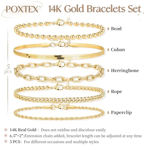 Gold Bracelets Set for Women Stack, Chunky Thick Bracelets Stack for Women Trendy, Simple Dainty Thin Gold Plated Cuff Stackable Bracelets With Beaded Cuban Paperclip Snake Rope Bangle Hand Chain Jewelry - style: Style 06-gold