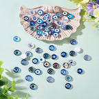 100Pcs/Set Flat Round Transparent Glass Cabochons with Pattern Eye Flatback Glass Dome Flatback Cab Beads for Photo Cameo Jewelry Making Necklace Ring DIY Crafts 12x4mm Blue Eye - color: 100Pcs-12x4mm-Blue Eye