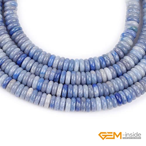 GEM-Inside 2x6mm Natural Blue Aventurine Jade Semi-Gemstone Heishi Disc Rondelle Spacer Beads for Jewelry Making Full 15" Strand Energy Stone Healing Power Crystal - color: Blue Aventurine Jade
