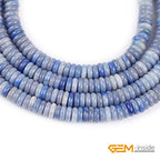 GEM-Inside 2x6mm Natural Blue Aventurine Jade Semi-Gemstone Heishi Disc Rondelle Spacer Beads for Jewelry Making Full 15" Strand Energy Stone Healing Power Crystal - color: Blue Aventurine Jade