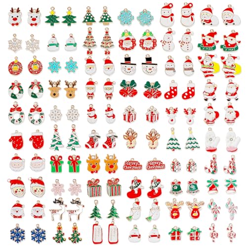 352 Pcs Assorted Charms for Jewelry Making,Mixed Enamel KC Gold Alloy Letter Pendants,Wholesale Bulk Jewelry Charms for DIY Necklace Bracelet Earring and Crafting - style: A5:Xmas Charms-60pairs