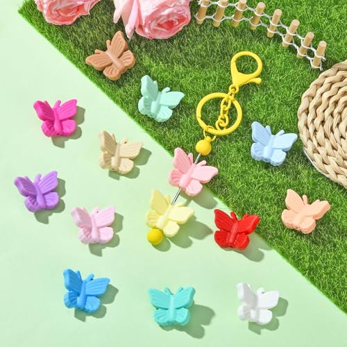 LiQunSweet 21 Pcs 21 Colors Butterfly Silicone Animal Focal Beads Spring Insect Animal Beads for Bracelet Jewelry Making Pens Lanyard Beadable DIY Craftings - color: Butterfly Silicone Focal Beads_21 Pcs