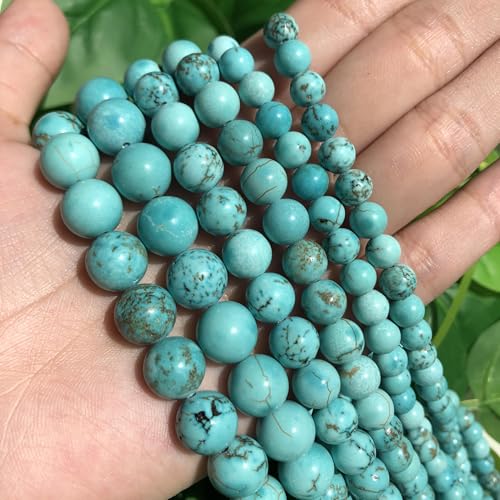 6mm Green Turquoise Natural Stone Beads Round Loose Beads for Jewelry Making Yochus DIY Beads Bracelet Necklace - color: Green Turquoise, size: 6mm