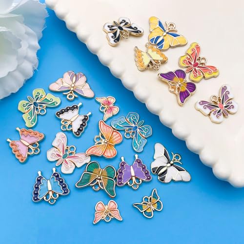 Youdiyla 40Pcs Alloy Dripping Butterfly Series Pendant Jewelry Making DIY Keychain Earrings Pendant Various Design Charms for Jewelry Making Bracelets Necklace (SN801) - color: SN801