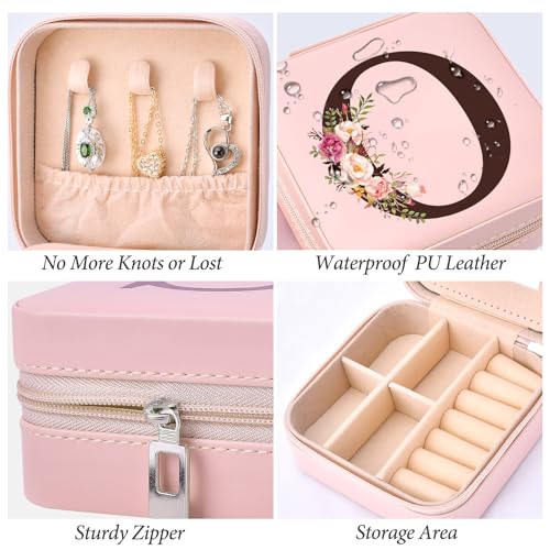 Travel Jewelry Case Box Organizer, Personalized Gifts for Women Wife Mom Aunt, Mothers Day Mom Gifts from Daughter Son, Bridal Shower Giftware for Women, Bridesmaid Proposal Unique Presents, Initial O - style: O