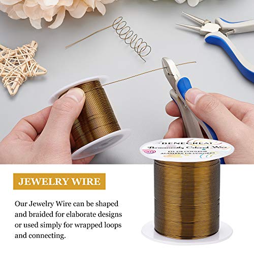 BENECREAT 22 Gauge 55 Yards Jewelry Beading Wire Tarnish Resistant Copper Wire for Beading Wrapping and Other Jewelry Craft Making, Antique Bronze - color: Antique Bronze, size: 22 Gauge