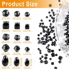 Crystal Beads, 600pc Rondelle Jewelry Glass Beads Bulk, Assorted; 4/6/8mm Black - color: Black
