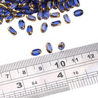 Glass Rice Beads Clear Royal Blue 4x6mm 50pcs Faceted Oval Golden Edge Crystal Loose Beads for DIY Craft Jewelry Making - color: Clear Royal Blue