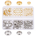 PH PandaHall 220pcs 6 Styles 18K Gold Spacer Beads with Large Hole Stainless Steel Smooth Round Spacer Beads, Flat Round Donut Metal Beads for Jewelry Bracelet Necklace