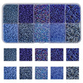 Approx 5000pcs 12/0 Glass Seed Beads for Jewelry Making, 2mm Mix 10 Colors Tube Bead Glass Bugle Bead Waist Beads Kit for Bracelets Necklaces Earrings DIY Supplies (Dark Blue) - color: Dark Blue