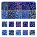Approx 5000pcs 12/0 Glass Seed Beads for Jewelry Making, 2mm Mix 10 Colors Tube Bead Glass Bugle Bead Waist Beads Kit for Bracelets Necklaces Earrings DIY Supplies (Dark Blue) - color: Dark Blue
