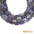 GEM-Inside 28Pcs 8x12mm Natural Blue Sapphire Quartz Gemstone Faceted Freeform Tube Column Chakra Beads for Jewelry Making Full 15" Strand Power Energy Healing Stone - color: Blue Sapphire