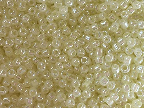 Large Czech Glass Seed Beads Size:6/0 40 gr / 1.4 oz… (Ivory-Pearl) - color: Ivory-Pearl