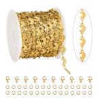 KYUNHOO 13FT/4M Stainless Steel Gold Jewelry Chain Roll on Bulk Embossed Moon Link Chains for Jewelry Making with Clasps and Jump Rings - color: Moon Gold