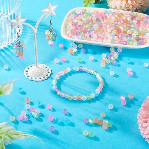 400Pcs 6mm Acrylic Beads Frosted Pony Bead Candy Color Small Pastel Beads Round Kandi Bead Spacers for Crafts DIY Necklace Bracelets Keychain Lanyards Jewelry Making Supplies - color: 8 Colors, Round
