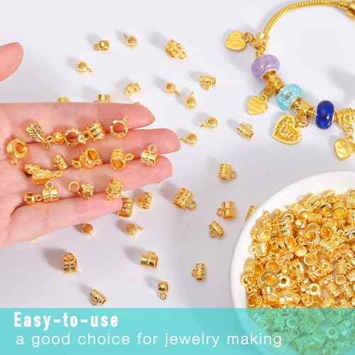 Stino Metal Spacer Bail Beads, 140Pcs (Gold Plated) - color: Gold
