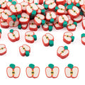50PCS Handmade Polymer Clay Beads Apple Slice Shape Loose Bead Fruit Theme Spacer Beads Apple Bracelet Bead for DIY Bracelet Necklace Earring Charm Anklets Keychain Gifts Jewelry Making Hole 1.6mm - color: Apple Slice