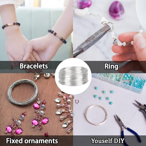 100 Loop Memory Wire for Beads Jewelry Making - Silver Steel Wire for Bracelet and DIY Crafts