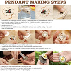 ZOCONE New 4 Packs Embroidery Necklace Kits, Embroidery Pendant Kit Mini Cross Stitch Kit with Hoop, Necklace, Pendant, Stamped Pattern Cloth, Instructions, etc., Embroidery Kits for Adults - color: I