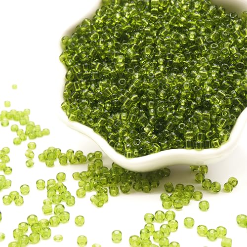 Light Green Glass Seed Beads 5000 Pcs, 3mm Small Craft Pony Beads Bulk for Bracelets, DIY Necklace Ring Waist Chain - color: Light Green