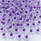 150Pcs Acrylic Flower Beads Candy Color Transparent Plastic Pastel Spacer Beads with Hole for DIY Crafts Wind Chimes Suncatcher Necklaces Bracelets Earrings Jewelry Making(Deep Purple) - color: Deep Purple