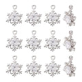 Beadthoven 100Pcs Cubic Zirconia Alloy Charms Snowflake Shaped Platinum Christmas Pendants Sparkly Holiday Charms for Necklace Bracelet Earring Jewelry Making DIY Accessory Hole: 1.5mm - color: Platinum-Snowflake