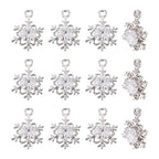 Beadthoven 100Pcs Cubic Zirconia Alloy Charms Snowflake Shaped Platinum Christmas Pendants Sparkly Holiday Charms for Necklace Bracelet Earring Jewelry Making DIY Accessory Hole: 1.5mm - color: Platinum-Snowflake