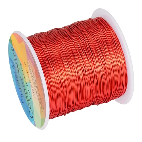 203 Feet Tarnish Resistant Copper Wires 24 Gauge/0.5mm Jewelry Craft Wires Beading Wire for Jewelry Making, Wire Wrapping and Crafting (Red) - color: Red, size: 24 Gauge