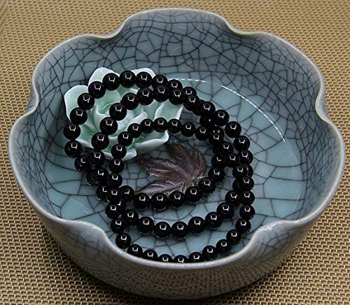 Angelstones Handmade Natural Healing Gemstone 6mm Round Beads Stretch Crystal Bracelet 7 Inch Unisex - color: Black Tourmaline