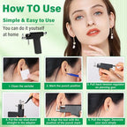 Reusable Ear Piercing Gun Kit, Professional Ear Piercing Machine with Stainless Steel Piercing Earrings Studs, Crystal Earrings for At Home Salon Earlobe Cartilage Helix Tragus Piercing Tool Set - color: Black