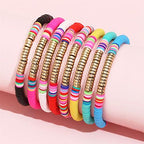 KIFEDSLJ Surfer Clay Bead Bracelets Elastic Colorful Polymer Beaded Stackable Stretch Bracelet Bohemia Aesthetic Summer Beach Jewelry for Women - color: 8pcs
