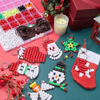 SUNNYCLUE 1 Box DIY 10 Sets Christmas Pony Beads Bulk Bead Pets 8mm Large Video Tutorials Xmas Keychain Kit Snowman Snowflake Beading Angel Christmas Pet Key Chains for Purse Gifts - color: Upgraded-8mm Pony Beads Kit Christmas Themed