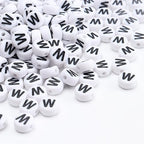 100Pcs Letter Beads 4x7mm White Round Acrylic Alphabet Beads Letter W Beads for Jewelry Making DIY Bracelets Necklaces Key Chains - color: W 100Pcs