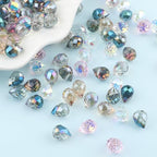100Pcs Crystal Beads 8x10mm,Shiny Teardrop Shape Crystal Glass Beads,Faceted Crystal Beads Bulk for Jewelry Making,Necklace Bracelet Earring Phone Charms Strap DIY Craft(Mixed Colors) - color: Mixed Colors